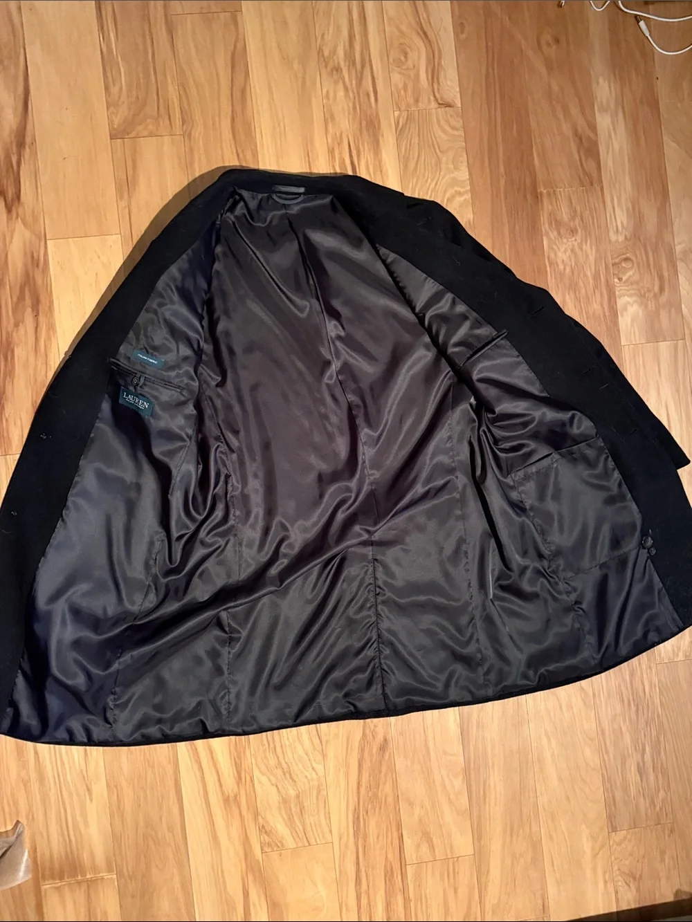 Ralph Lauren Black Single-Breasted Wool Pea Coat